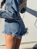 Short jeans con borchie - R.a. Boutique 