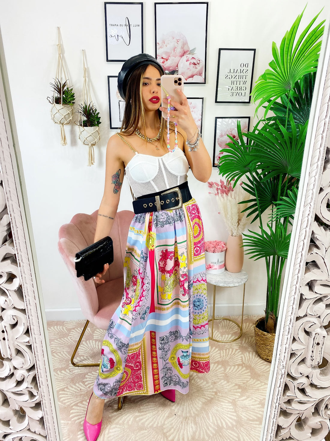 Gonna lunga dettaglio lilla - R.a. Boutique 