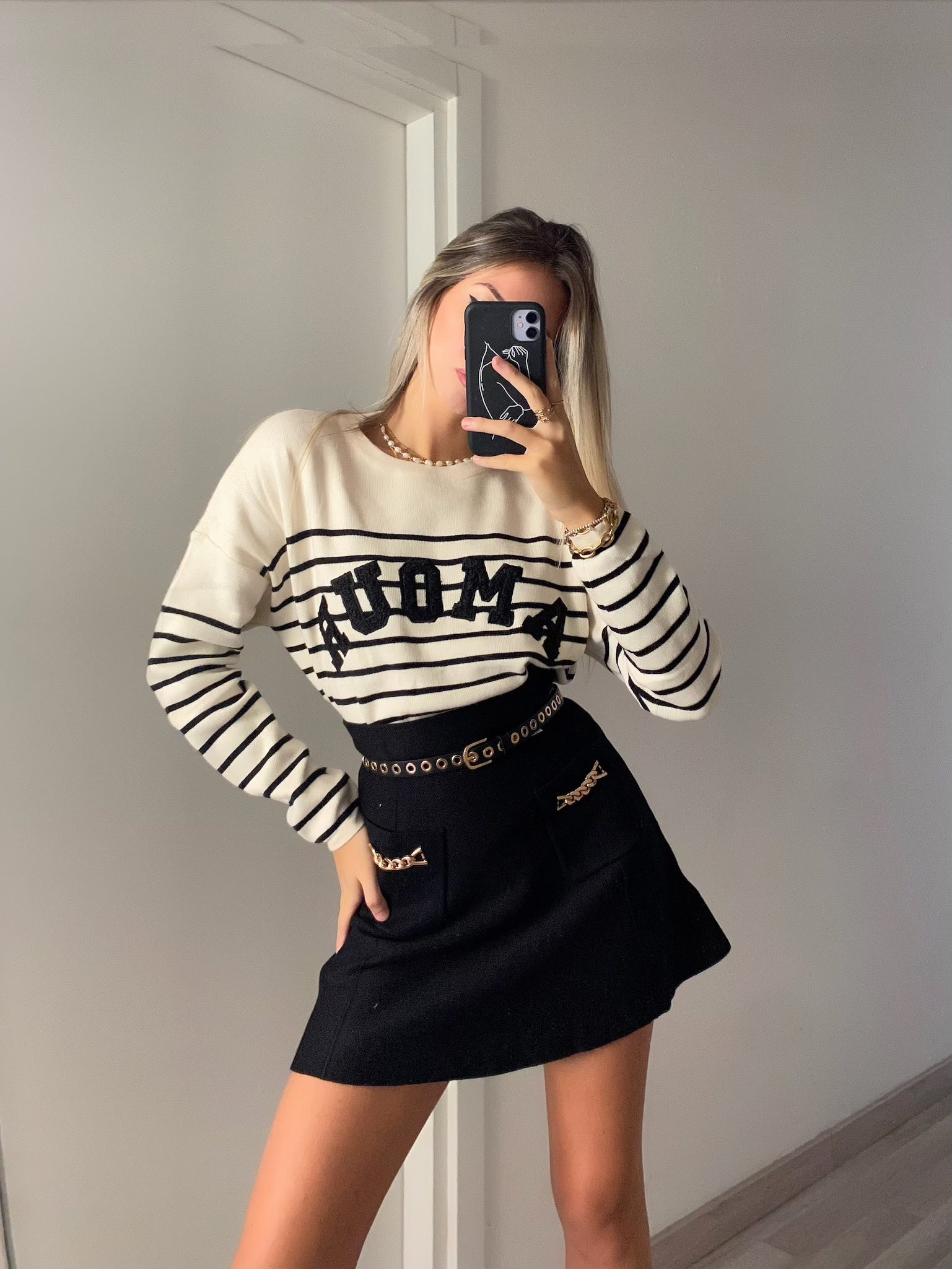 Maglione Amour bianco e nero - R.a. Boutique 