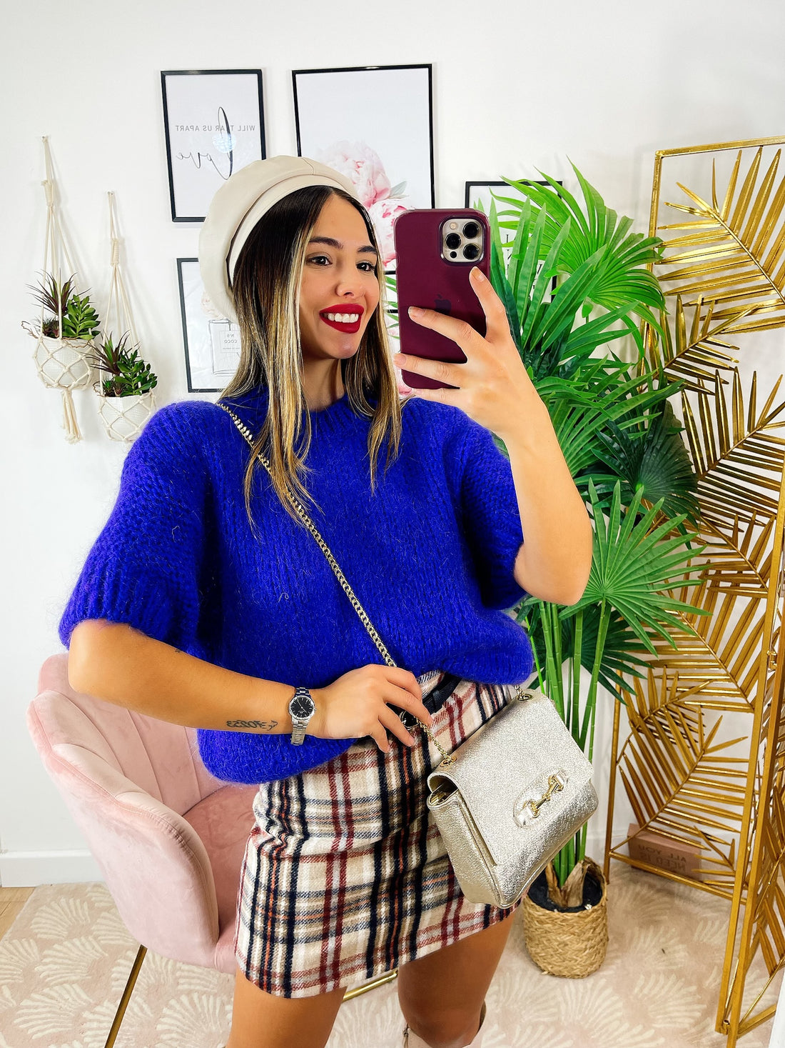 Maglioncino morbido con manica a palloncino Blu - R.a. Boutique 