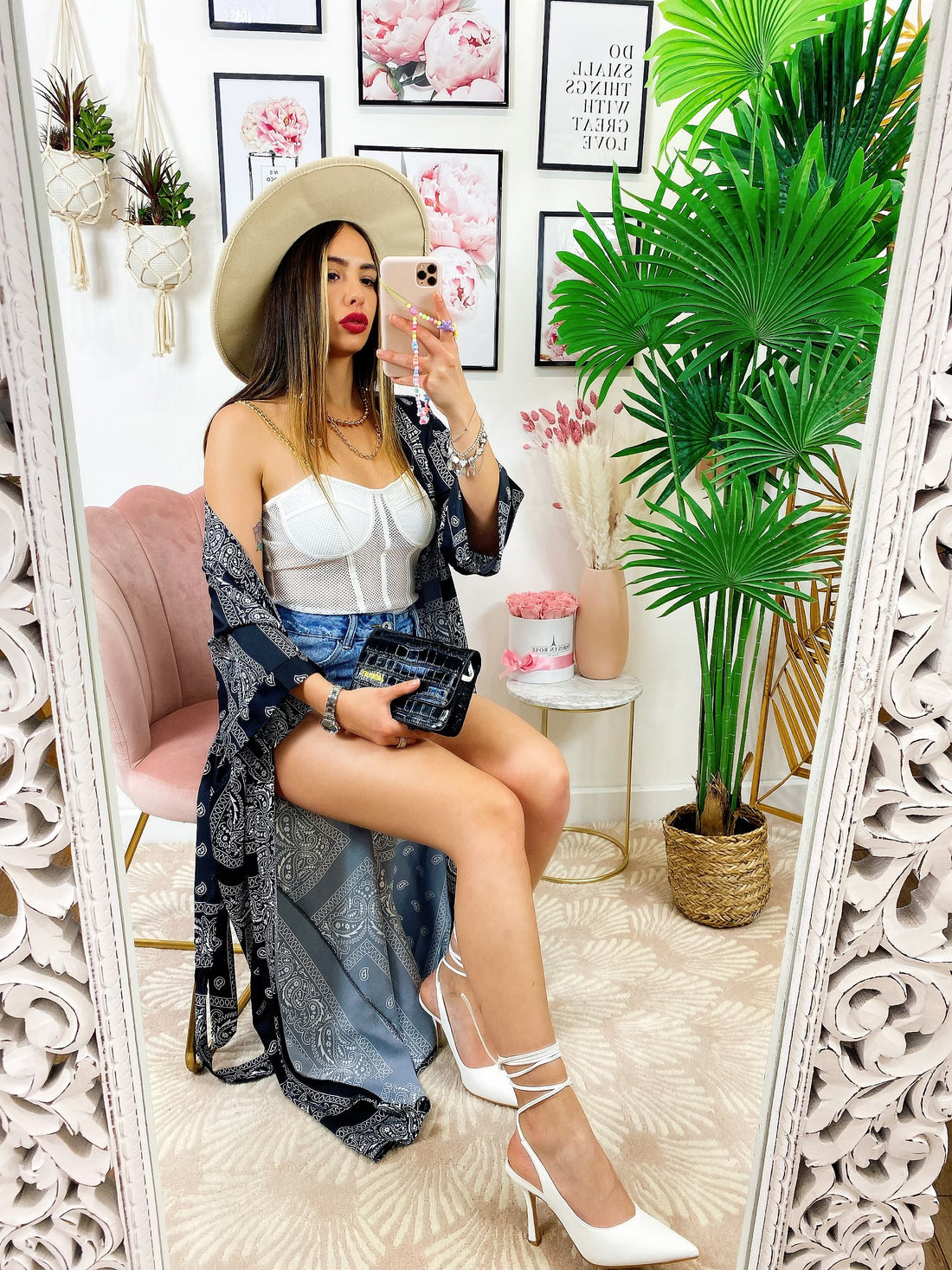 Kimono effetto bandana Nero - R.a. Boutique 