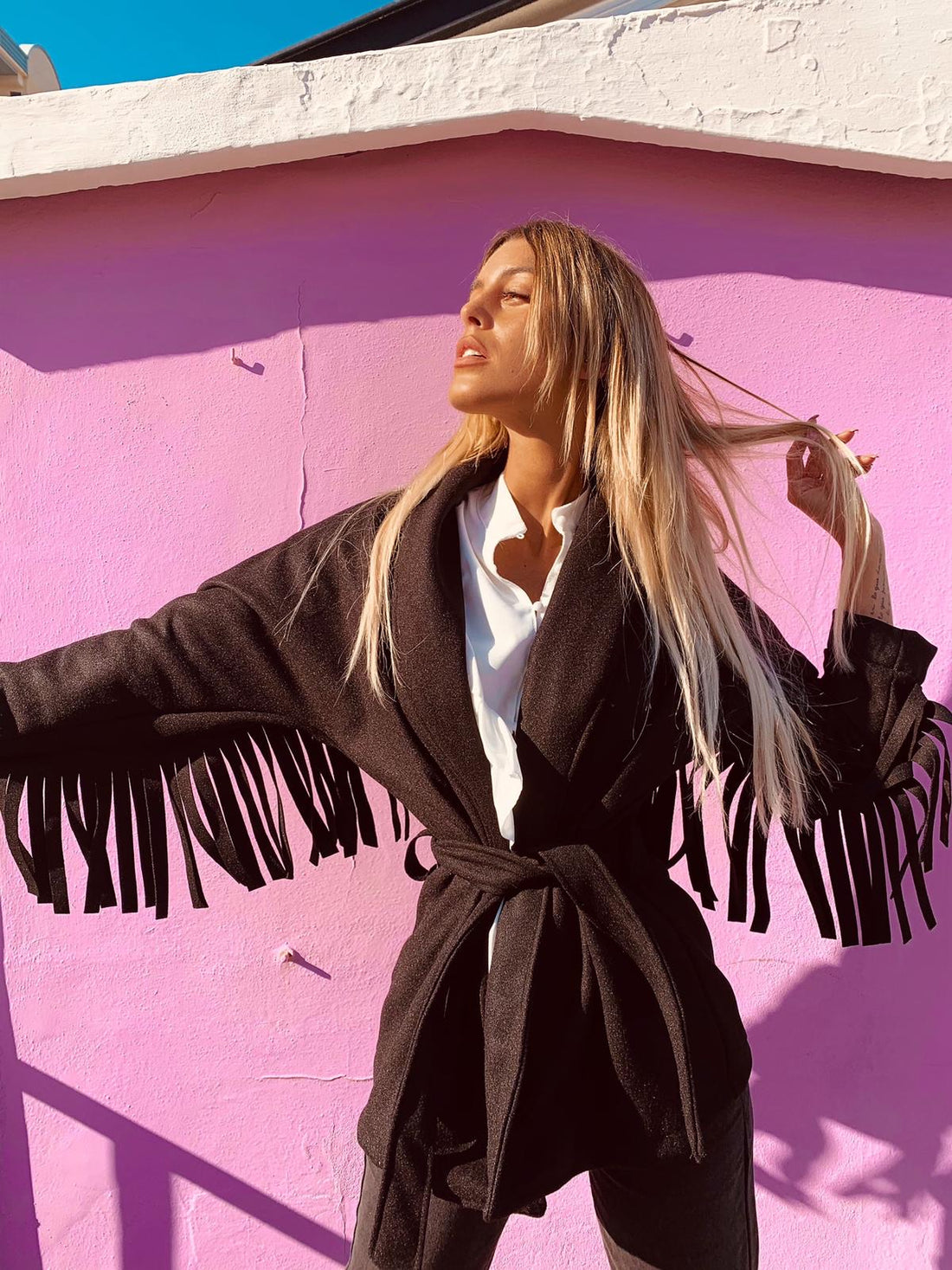 Giaccone in panno con frange - R.a. Boutique 