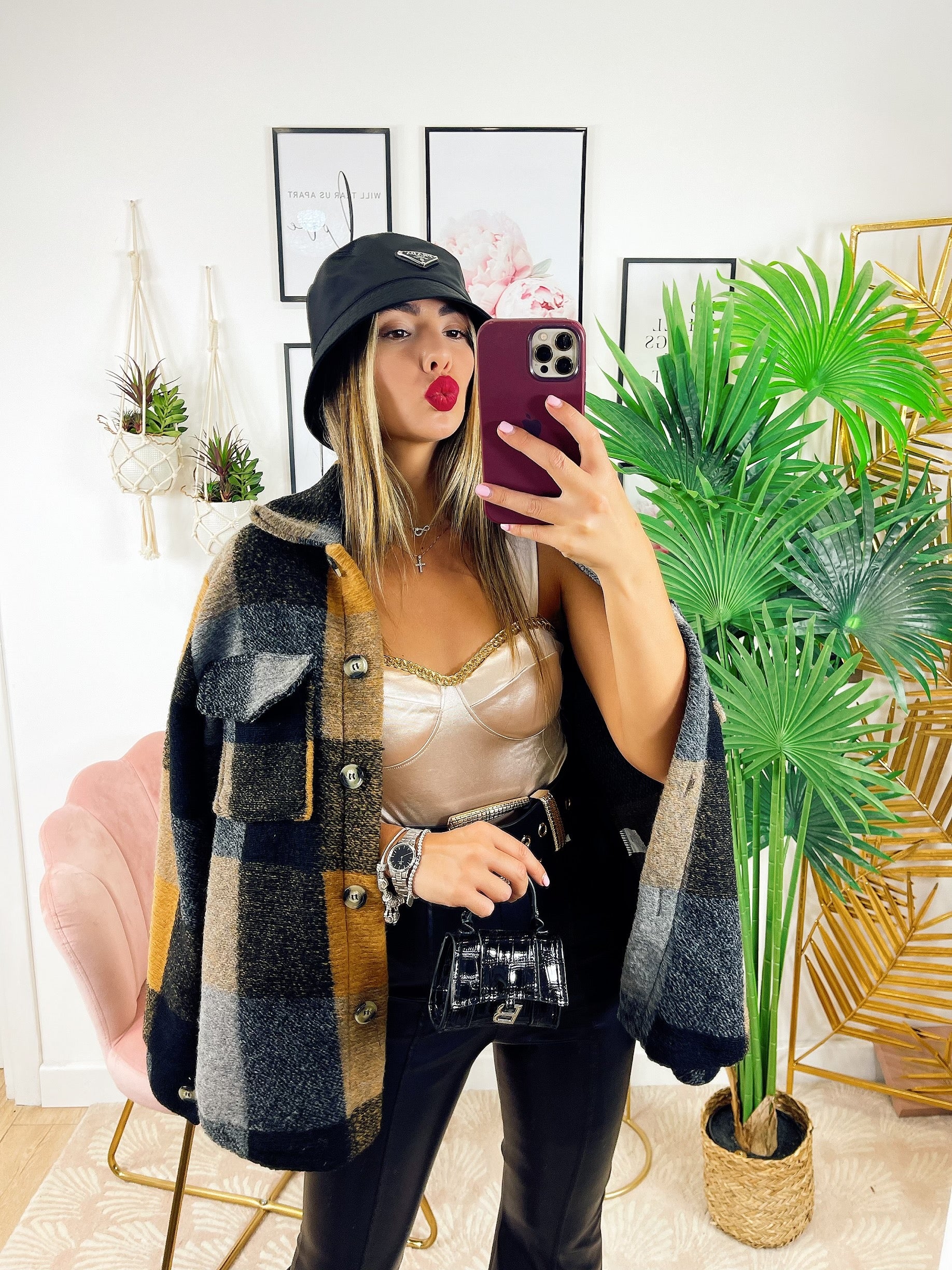 Giacca a quadri Senape nero - R.a. Boutique 