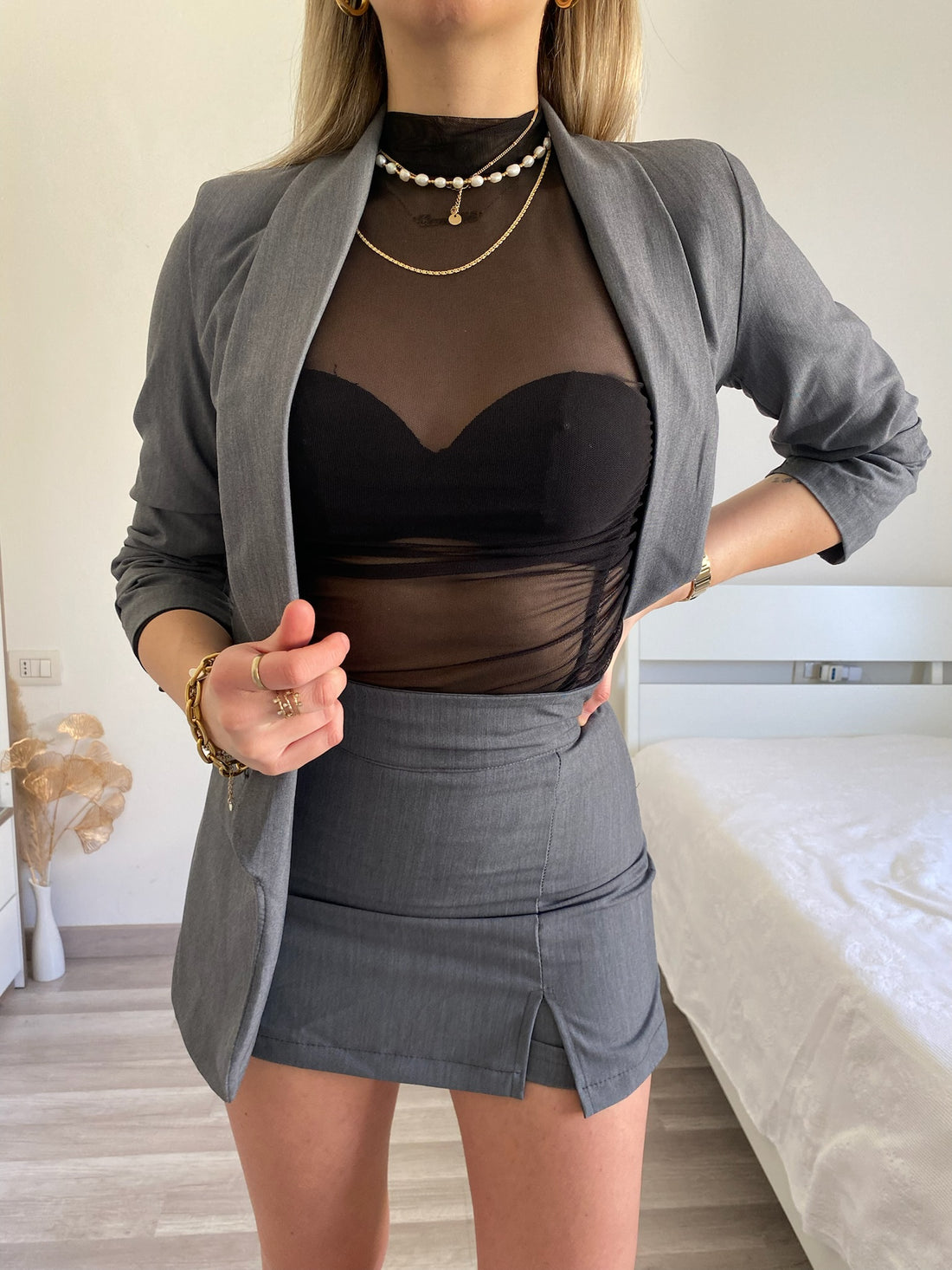 Completo giacca e gonna grigio - R.a. Boutique 