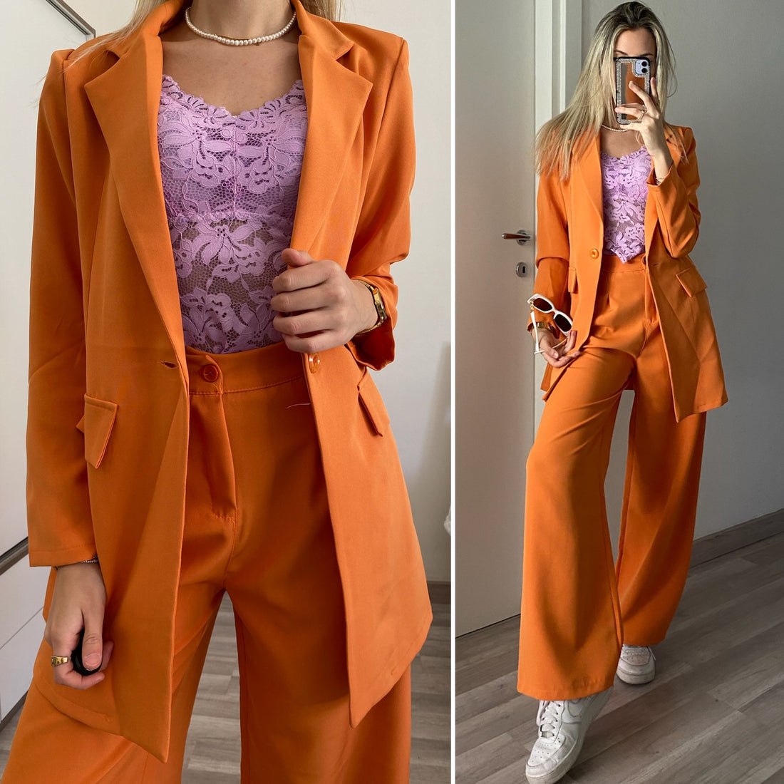Completo oversize giacca e pantalone arancio - R.a. Boutique 