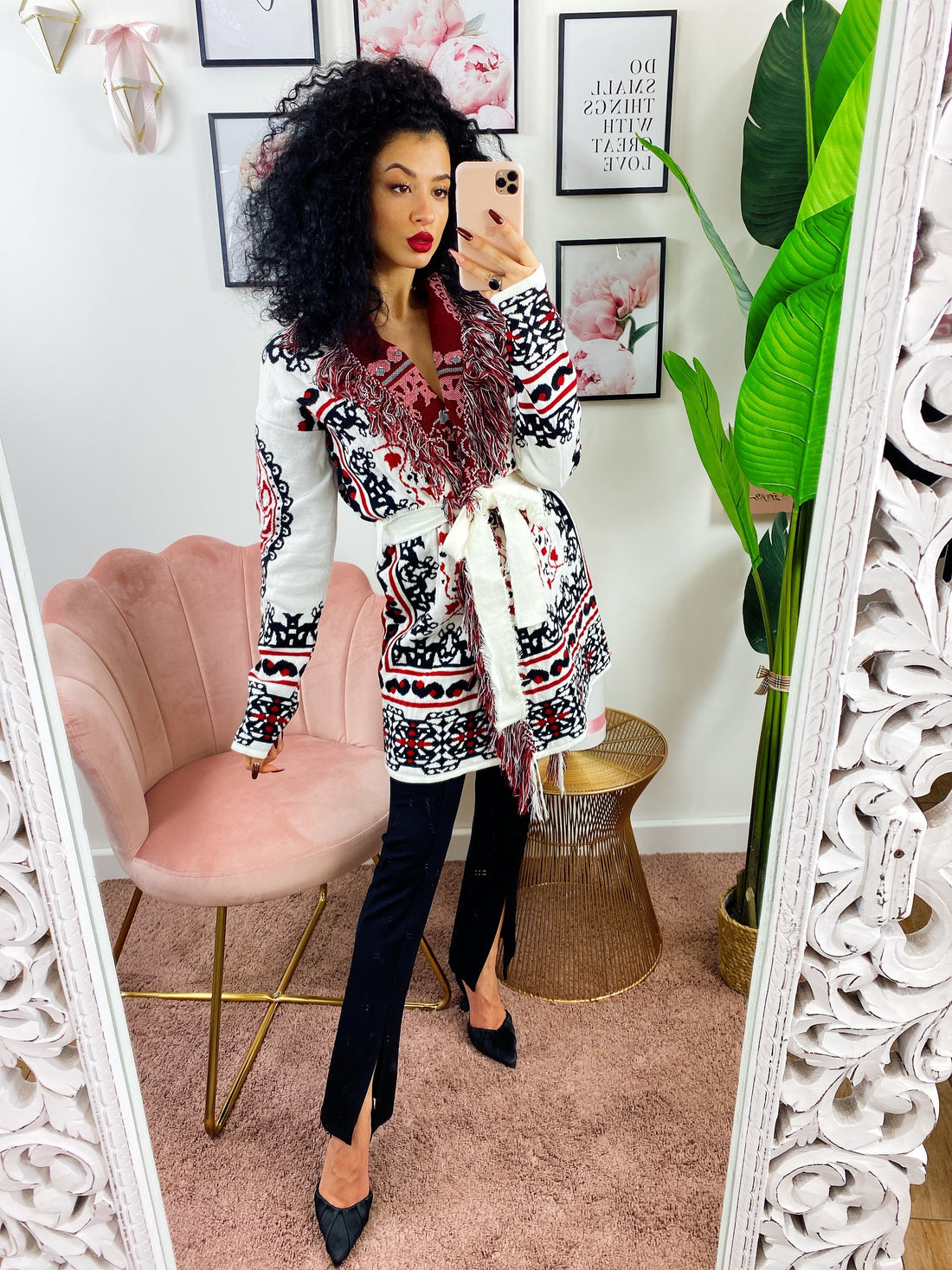 Cardigan Con dettagli rosso nero - R.a. Boutique 