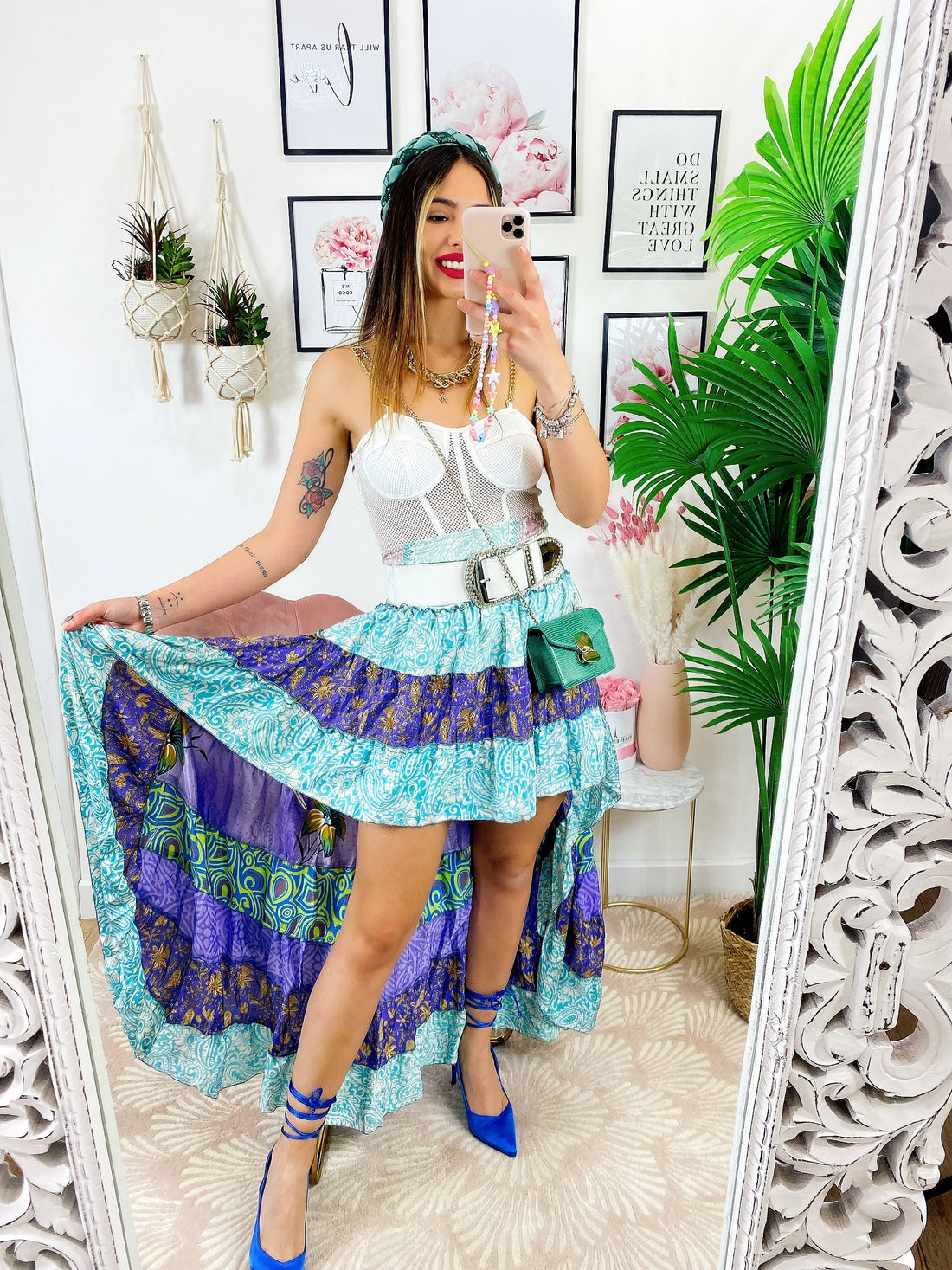 Gonna asimmetrica Verdeacqua e azzurra - R.a. Boutique 