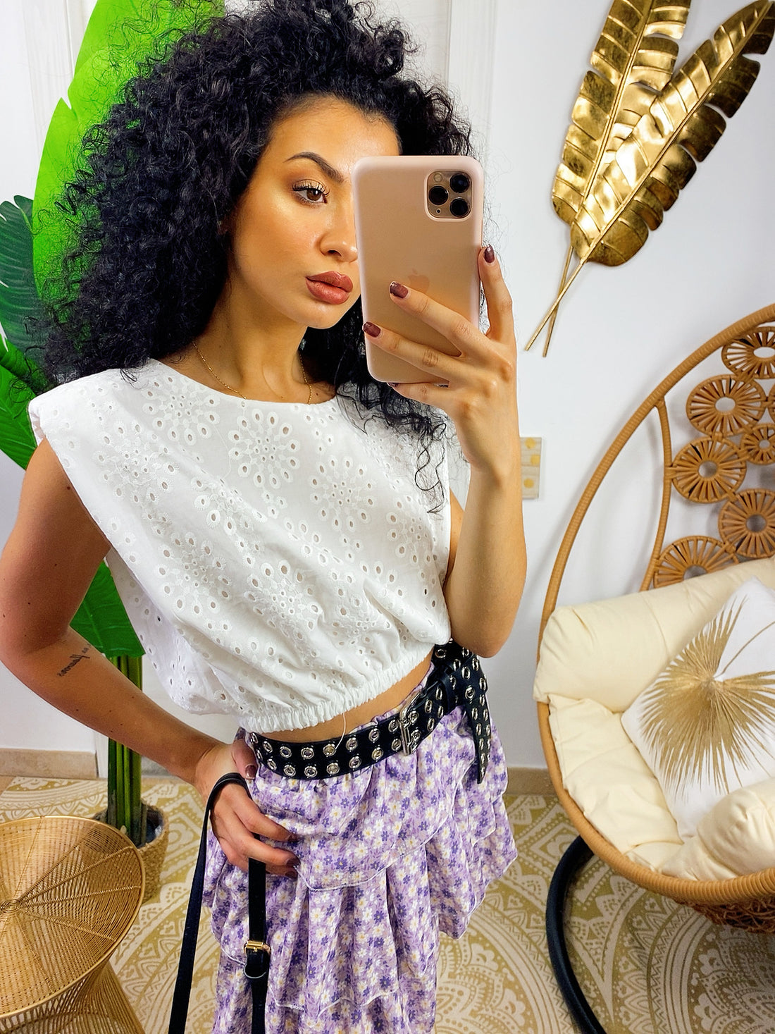 Top con spalline bombate pizzo San Gallo - R.a. Boutique 