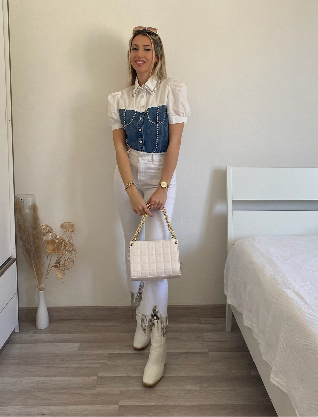 Camicia in jeans con strass - R.a. Boutique 