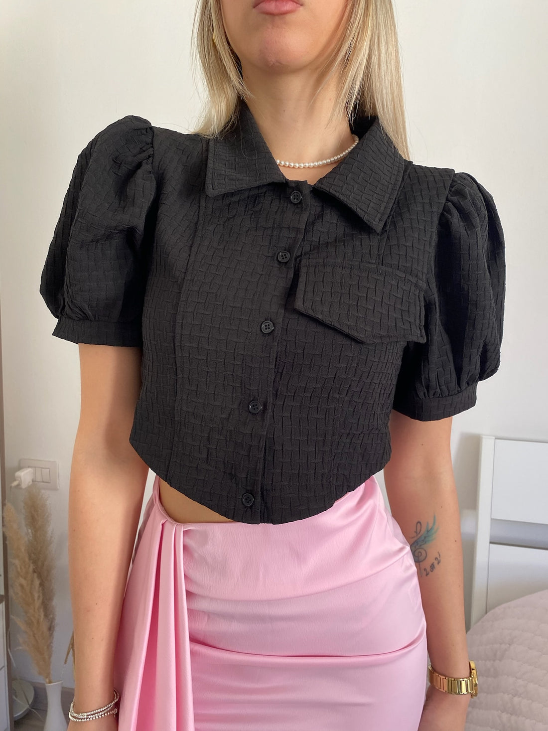 Camicia crop nera - R.a. Boutique 