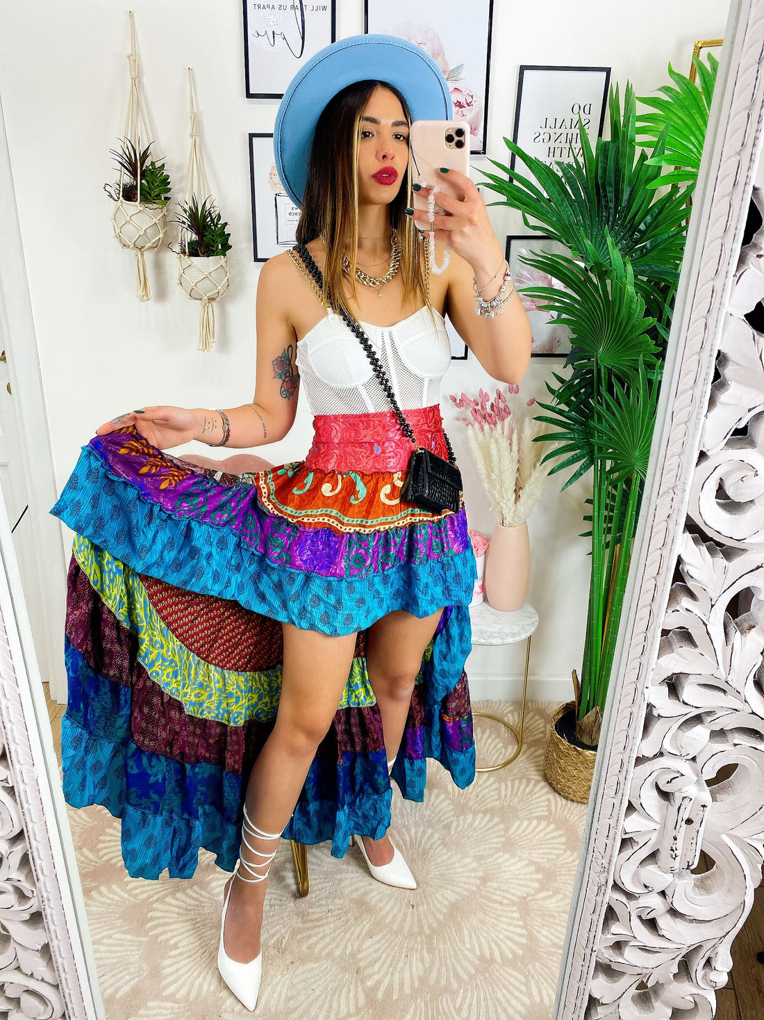 Gonna asimmetrica rainbow fascia fragola - R.a. Boutique 