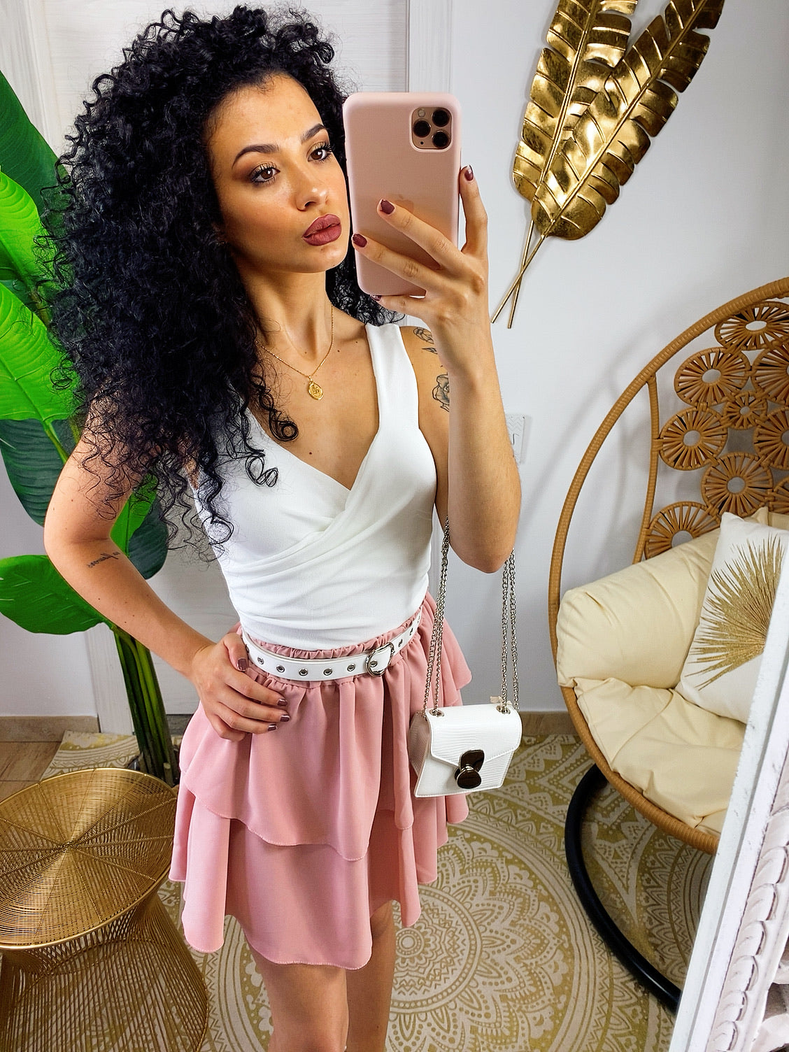 Gonna Di Jeans Classica Con Bottoni Decorativi - Blu Scuro Denim - Foto 4