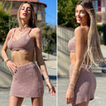 Completo top e gonna corta rosa gold - R.a. Boutique 