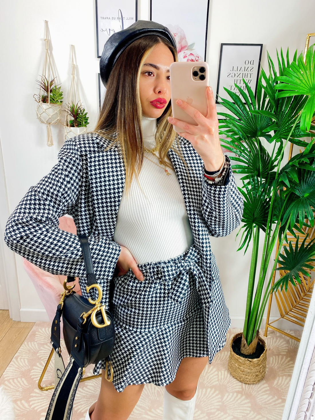 Completo Gonna e giacca pied de poule nero - R.a. Boutique 