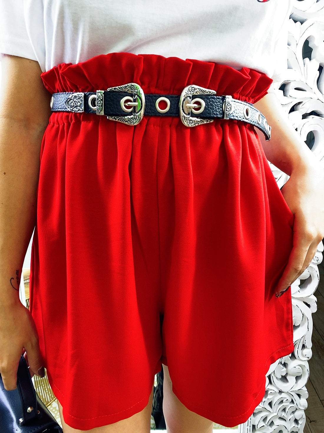 Short rosso con elastico - R.a. Boutique 