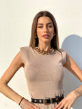 Abito in maglia beige con catena - R.a. Boutique 