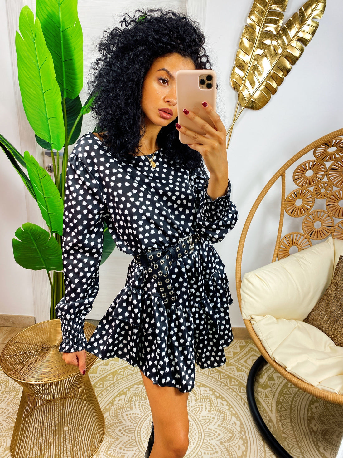 Abito cuori bianchi con gonna asimmetrica - R.a. Boutique 