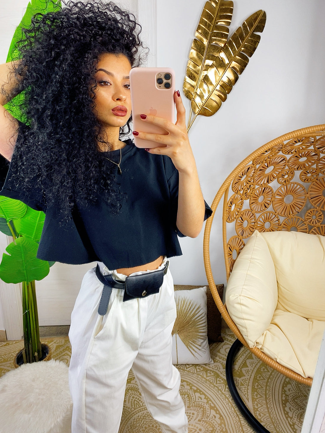 Maglia a top crop nera - R.a. Boutique 