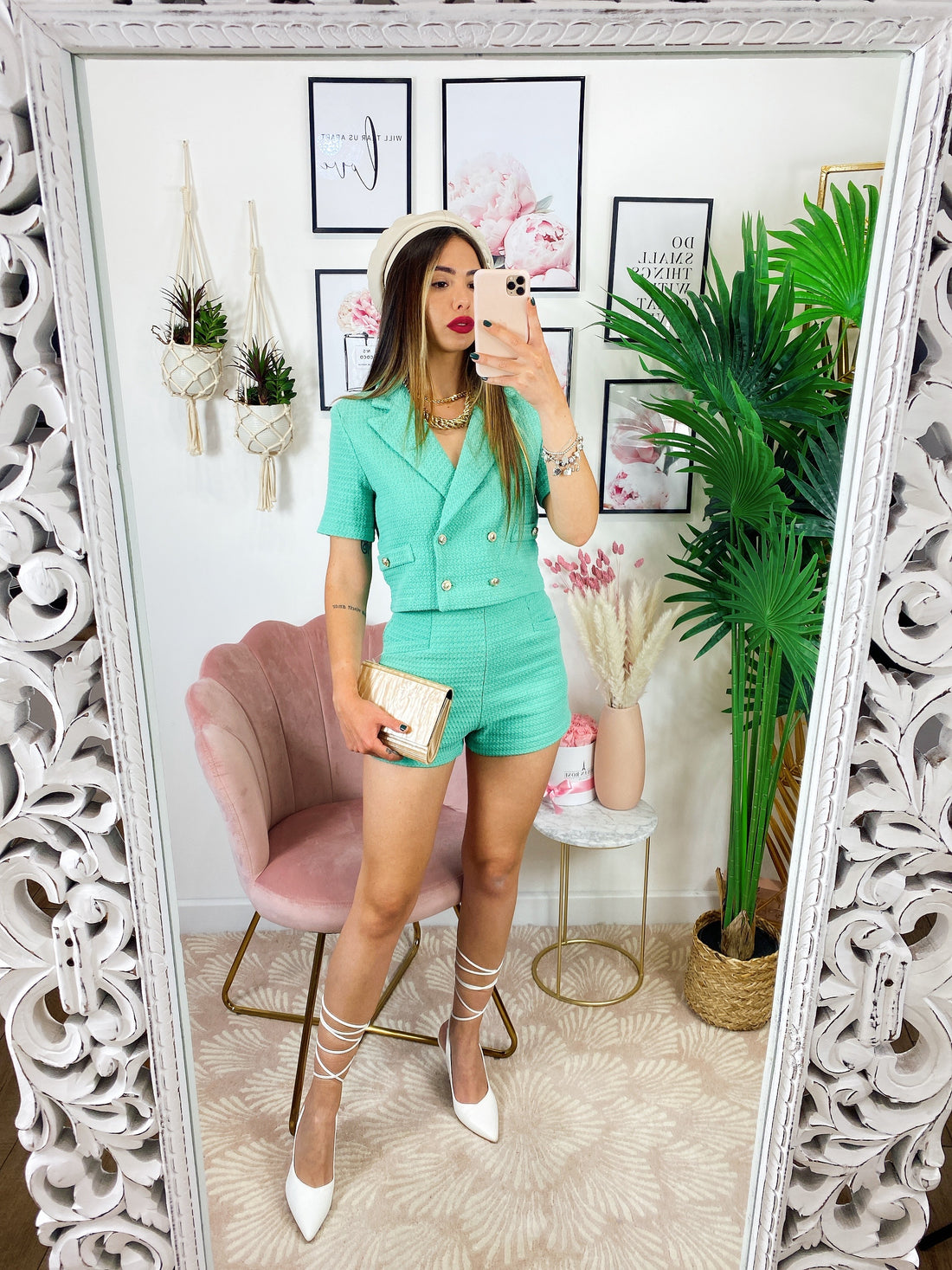 Completo verde con bottoni oro - R.a. Boutique 