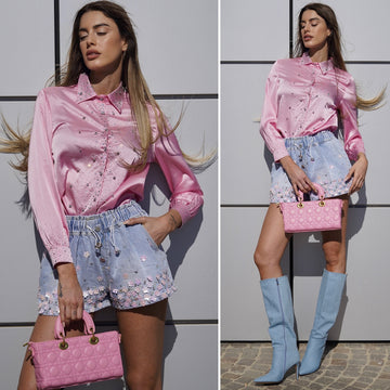 Camicia rosa con strass - R.a. Boutique 