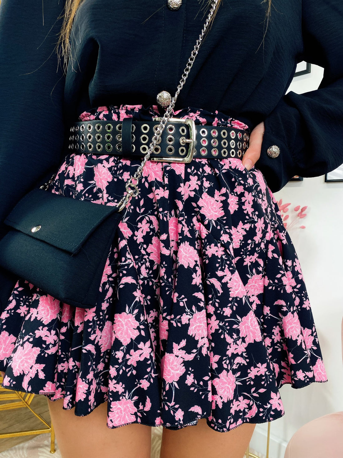 Gonna a fiorellini fuxia - R.a. Boutique 