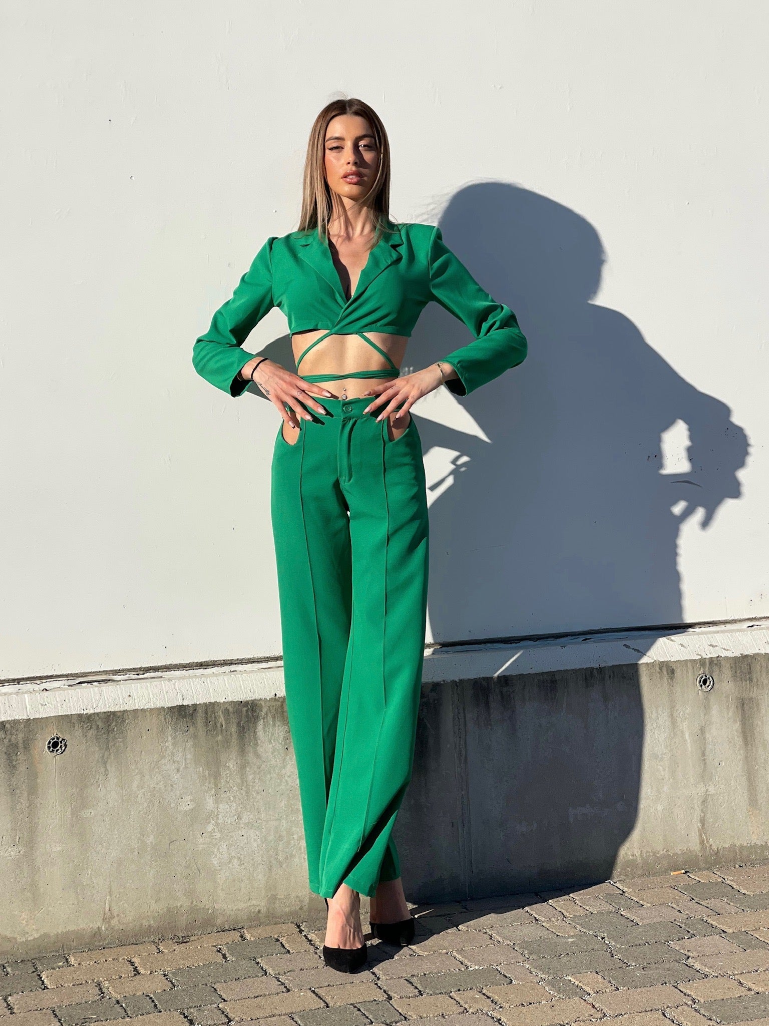 Completo top e pantalone verde - R.a. Boutique 