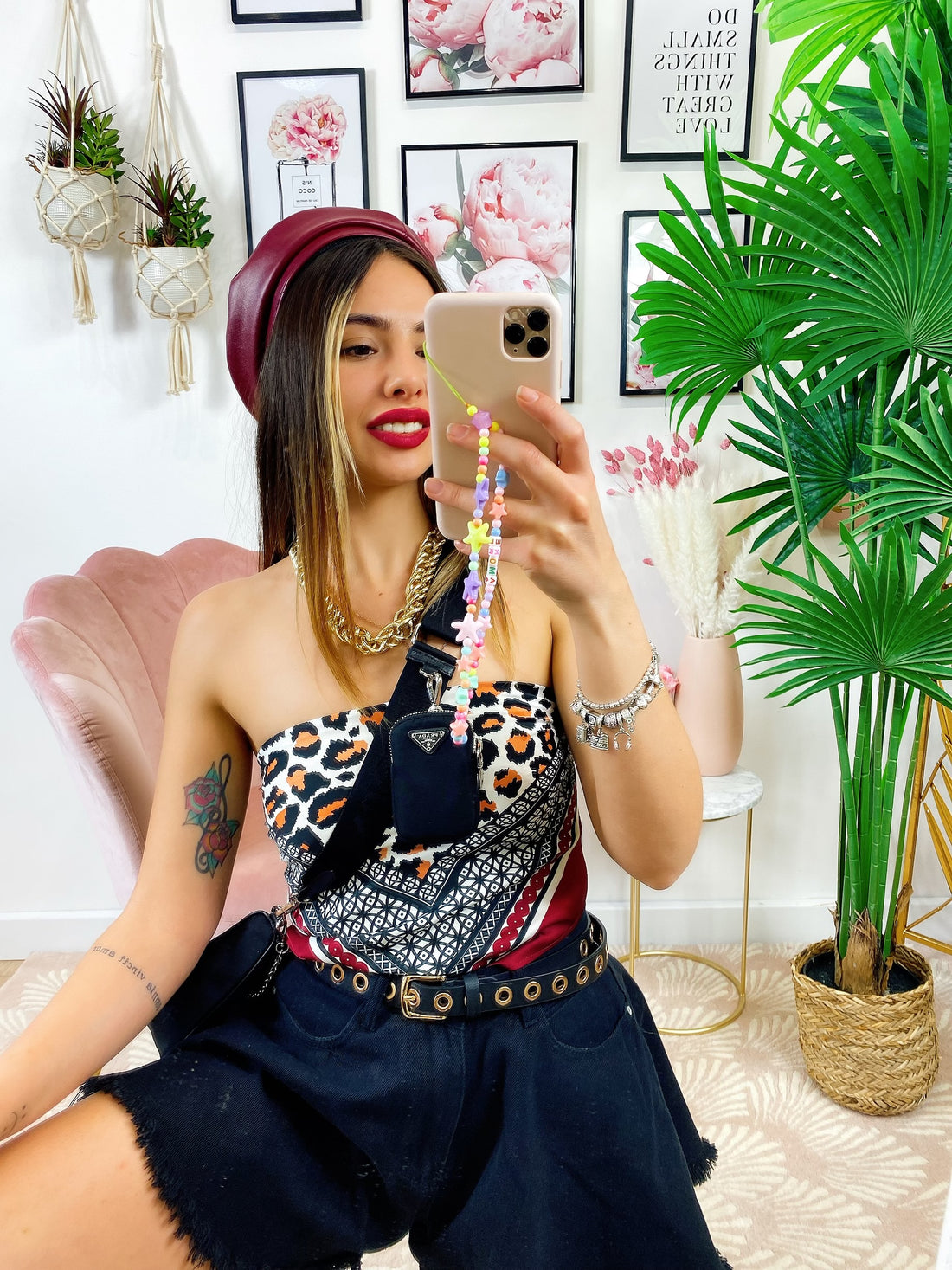 Top stampa bandana dettaglio Maculato - R.a. Boutique 