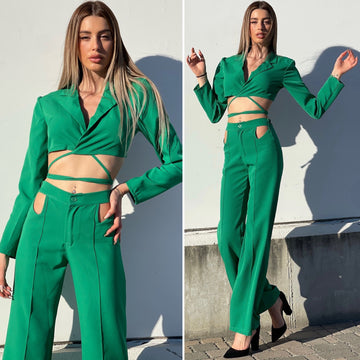 Completo top e pantalone verde - R.a. Boutique 