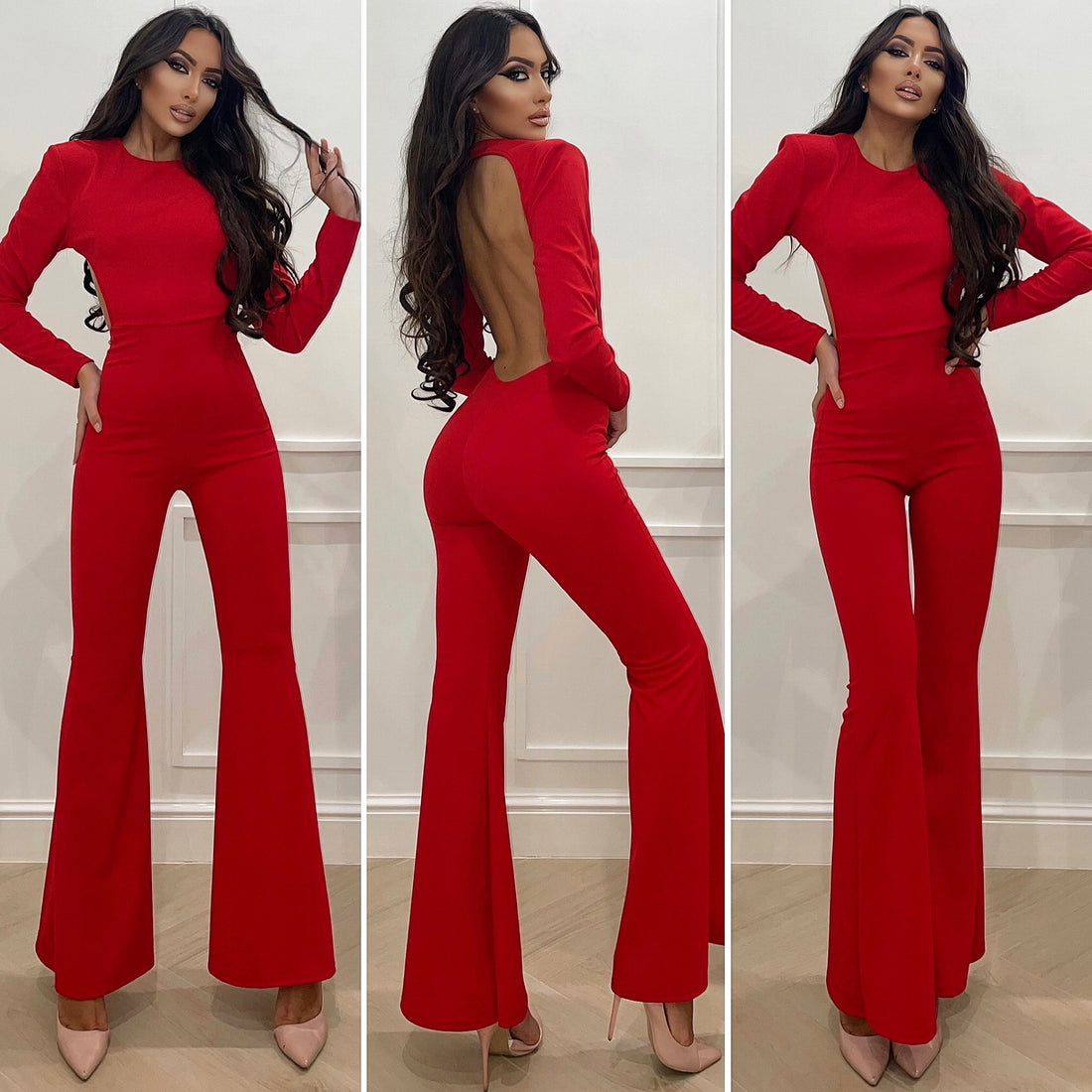 Tuta schiena aperta rossa - R.a. Boutique 