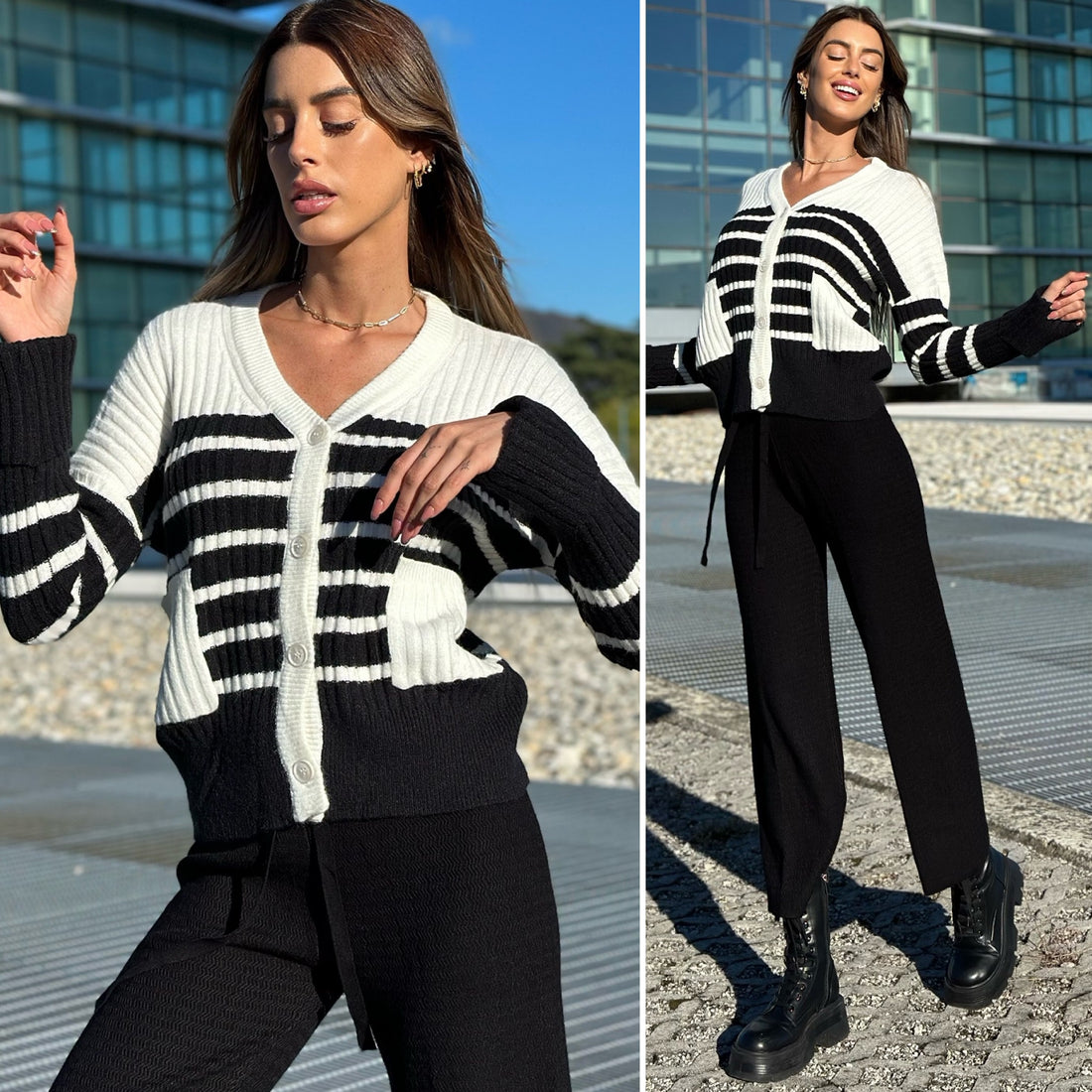 Cardigan bianco e nero - R.a. Boutique 