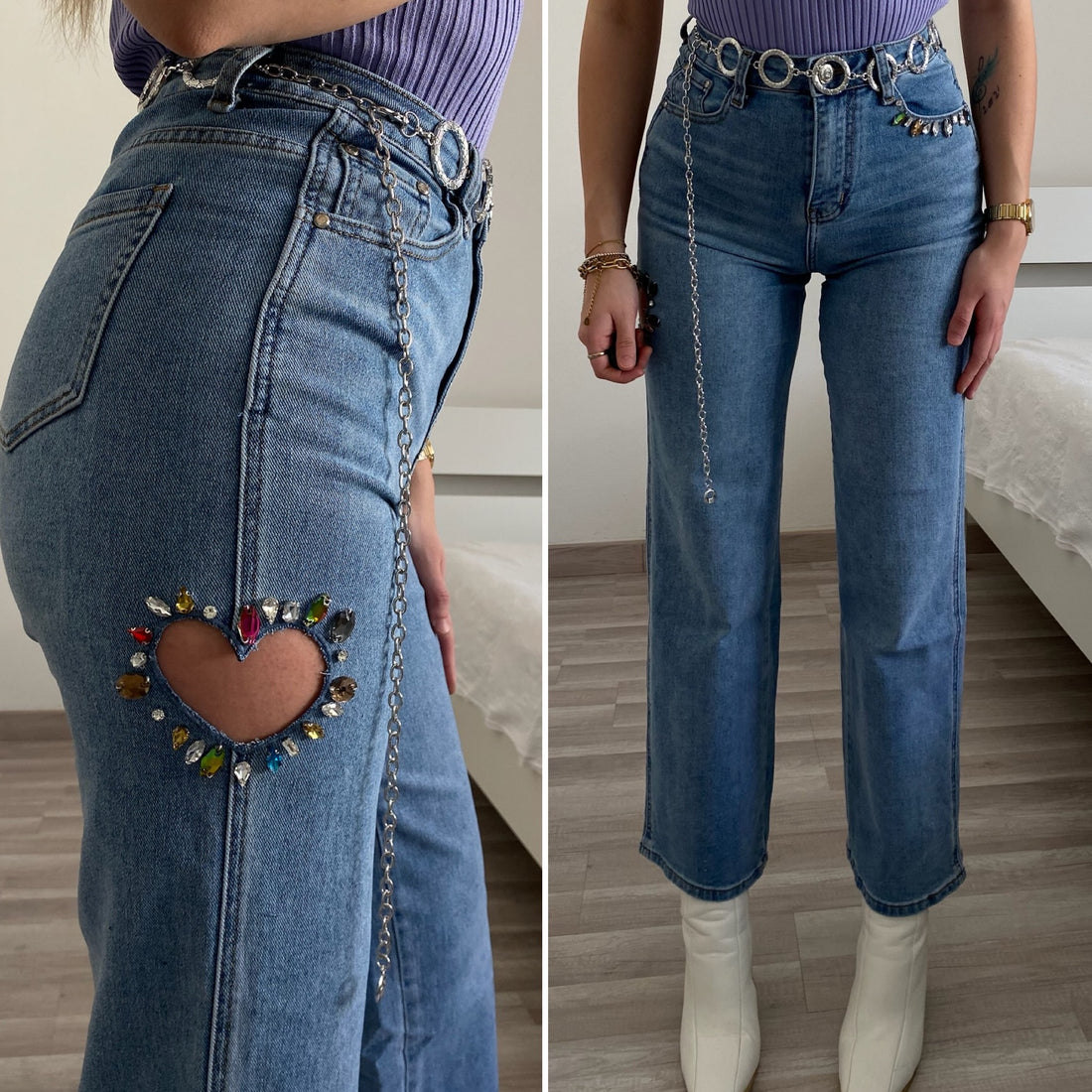 Jeans a zampa con cuore - R.a. Boutique 