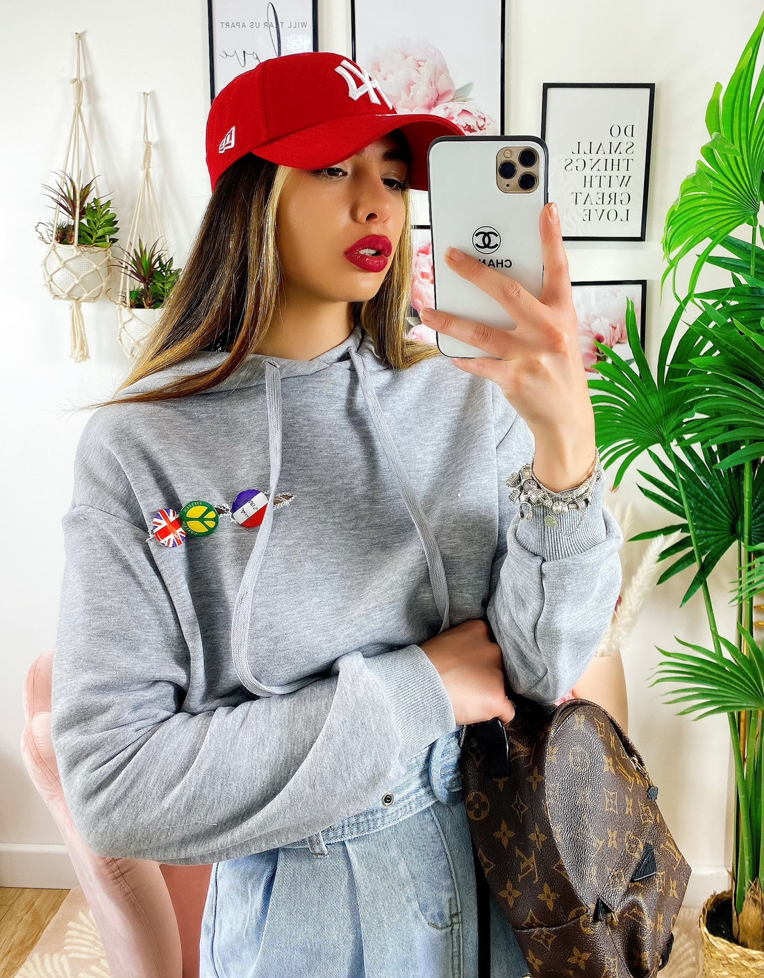 Felpa con spille Grigia - R.a. Boutique 