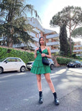 Abito a balze con gonna ampia a pois Verde - R.a. Boutique 