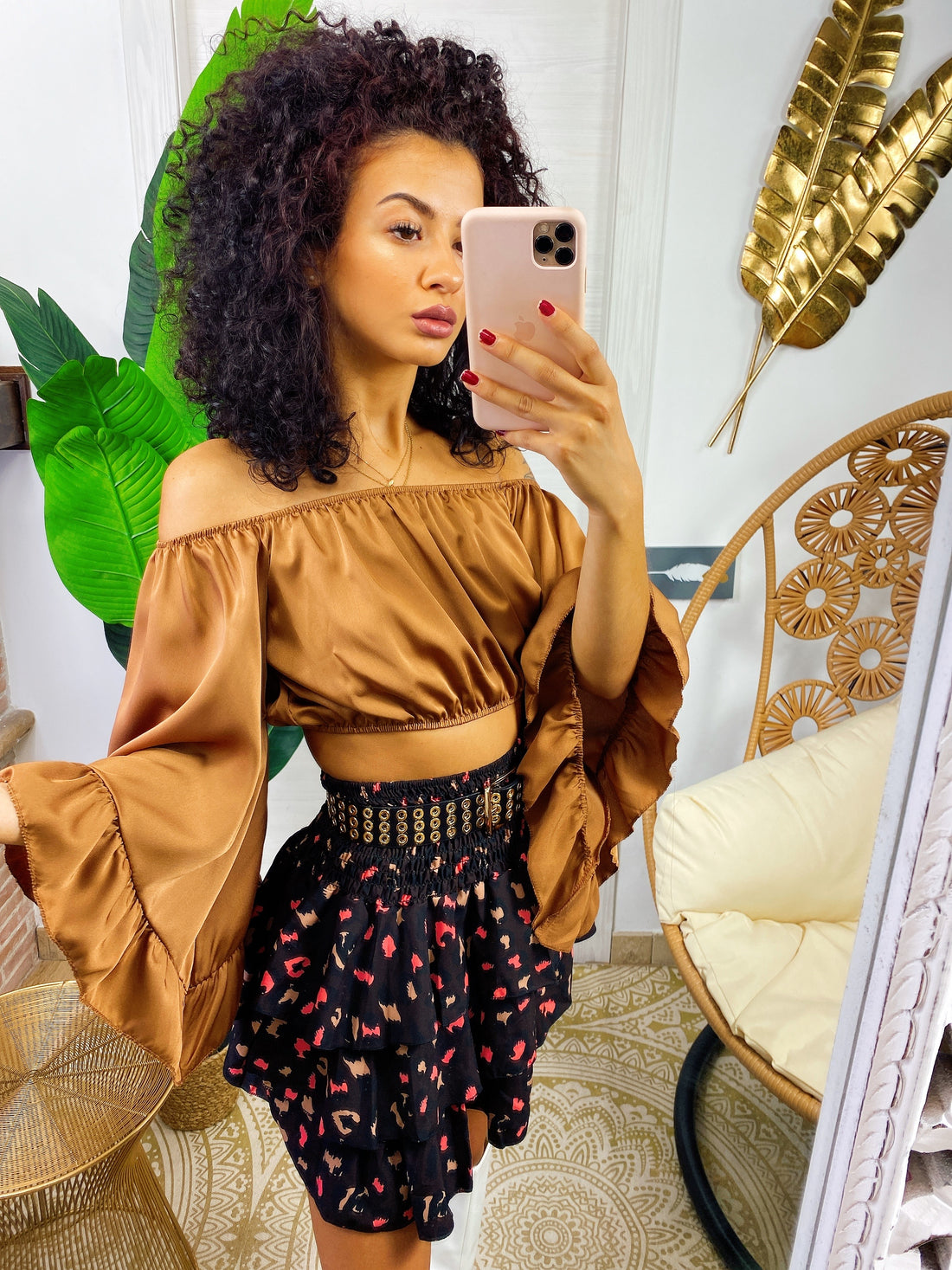 Top in raso manica lunga terra - R.a. Boutique 