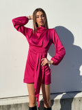 Abito in raso con fusciacca peonia - R.a. Boutique 