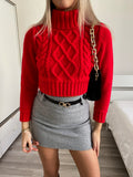 Maglione rosso a trecce - R.a. Boutique 