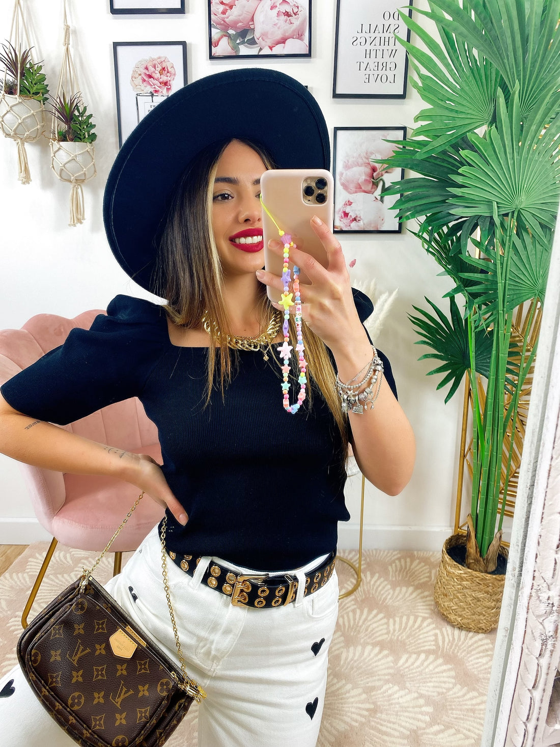 Top con spalline bombate Nero - R.a. Boutique 