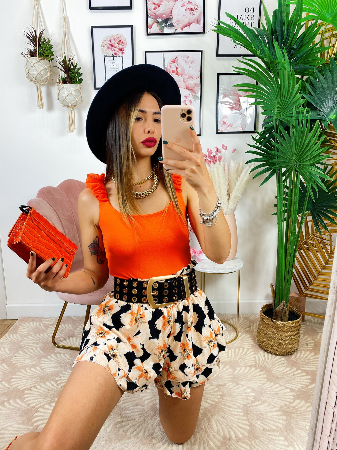 Body con voilant Arancio - R.a. Boutique 