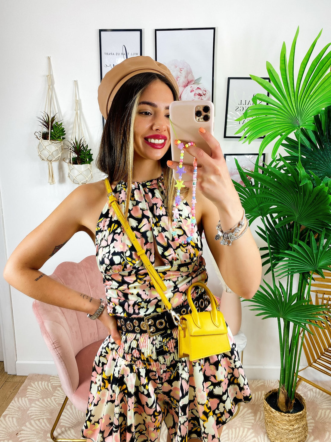 Completo floreale Gonna e top con fiocco dettagli Rosa - R.a. Boutique 