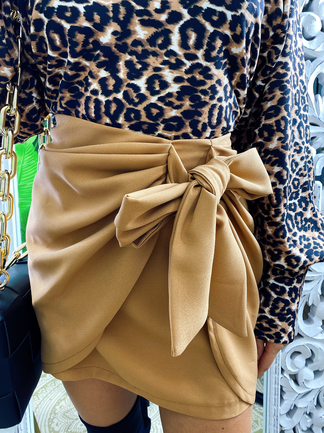 Gonna con fiocco beige - R.a. Boutique 