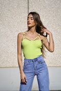 Top verde con anelli oro - R.a. Boutique 