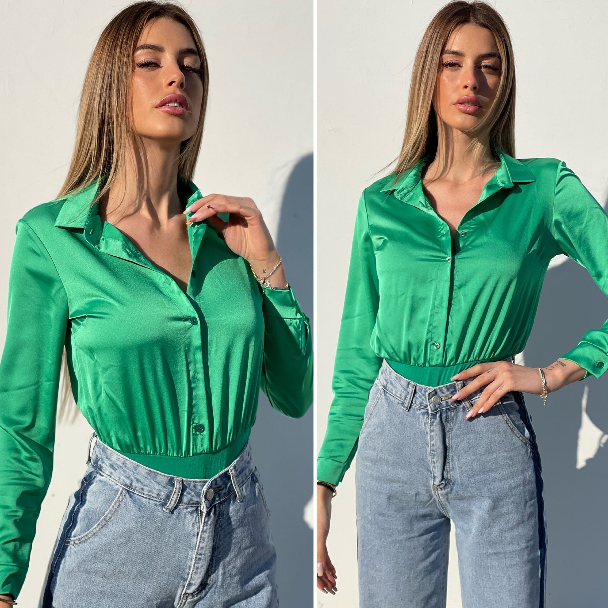 Body camicia verde smeraldo - R.a. Boutique 