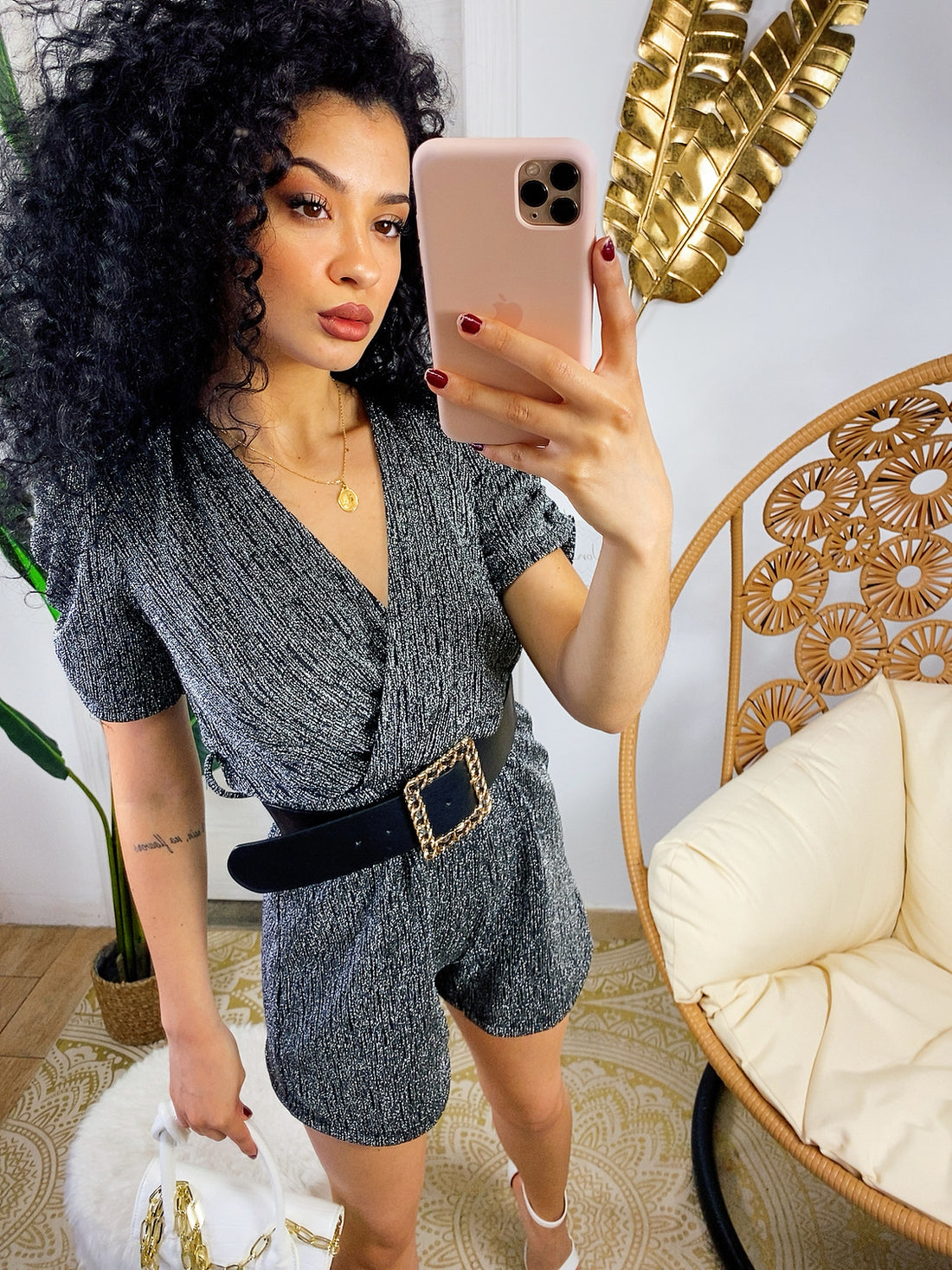 Tutina glitter con cintura in velluto - R.a. Boutique 