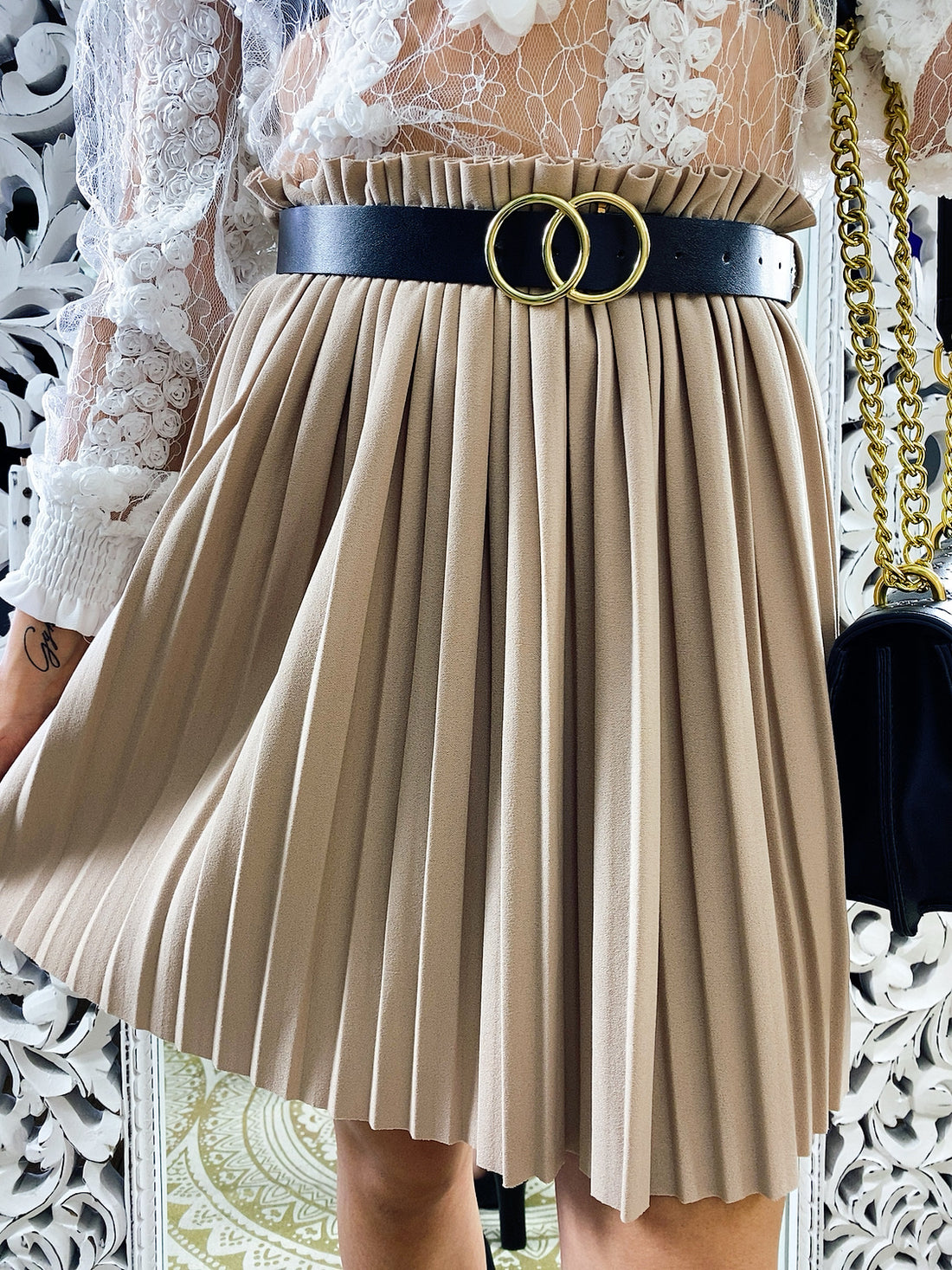 Gonna a pieghine con cintura - R.a. Boutique 