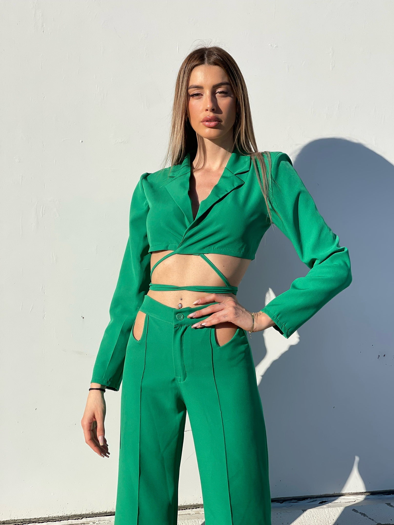 Completo top e pantalone verde - R.a. Boutique 