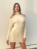 Maxi maglia a collo alto beige - R.a. Boutique 