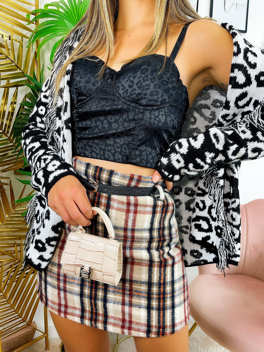 Cardigan maculato nero - R.a. Boutique 