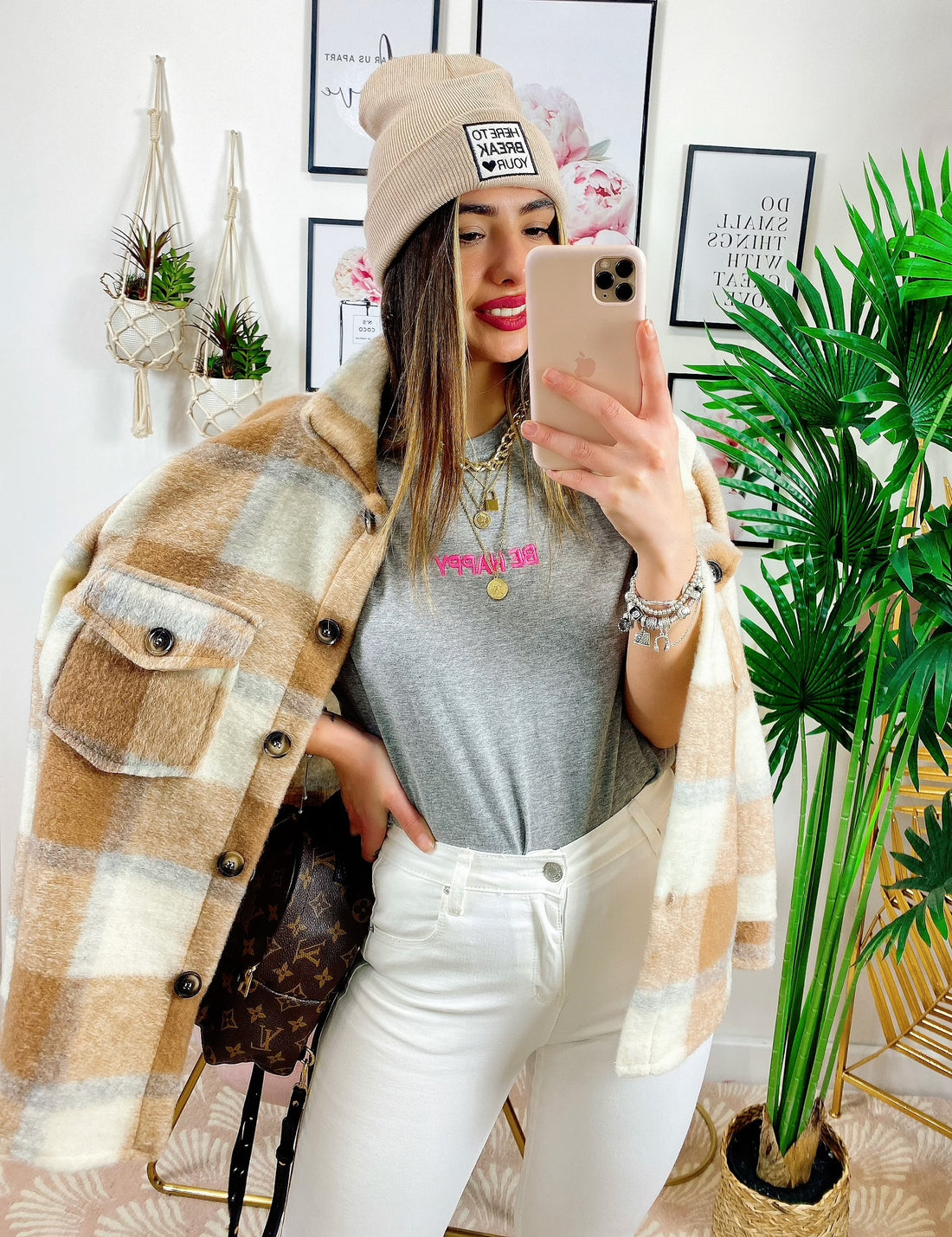 Giacca a quadri Beige - R.a. Boutique 