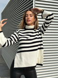 Maglione a righe collo alto - R.a. Boutique 