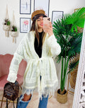 Cardigan sfrangiato bianco - R.a. Boutique 